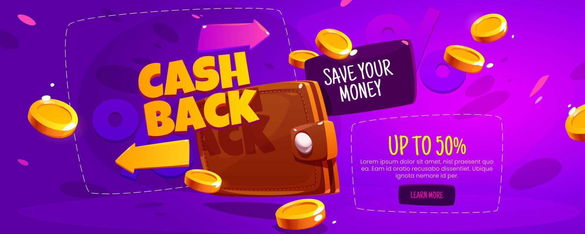 Cash back offer web banner. Refund money concept vector