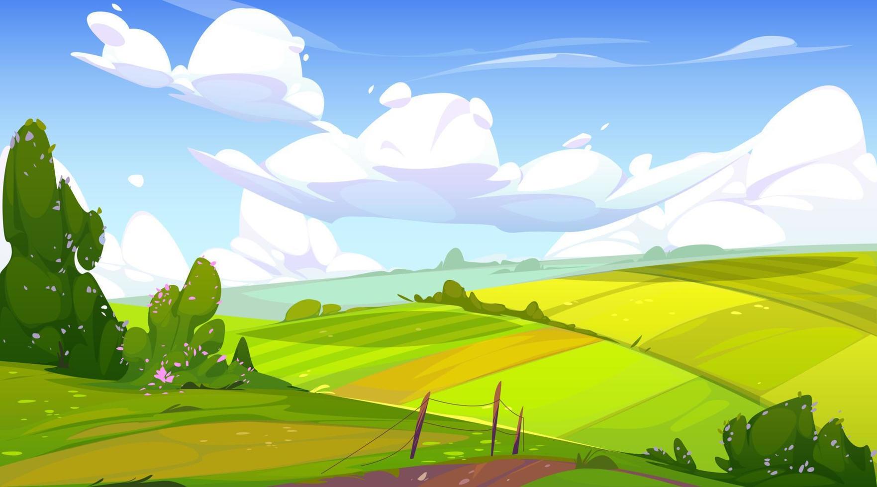 Rural landscape with green agriculture fields vector