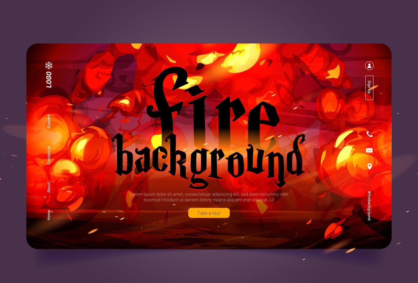 Fire background, cartoon landing, bomb explosion vector