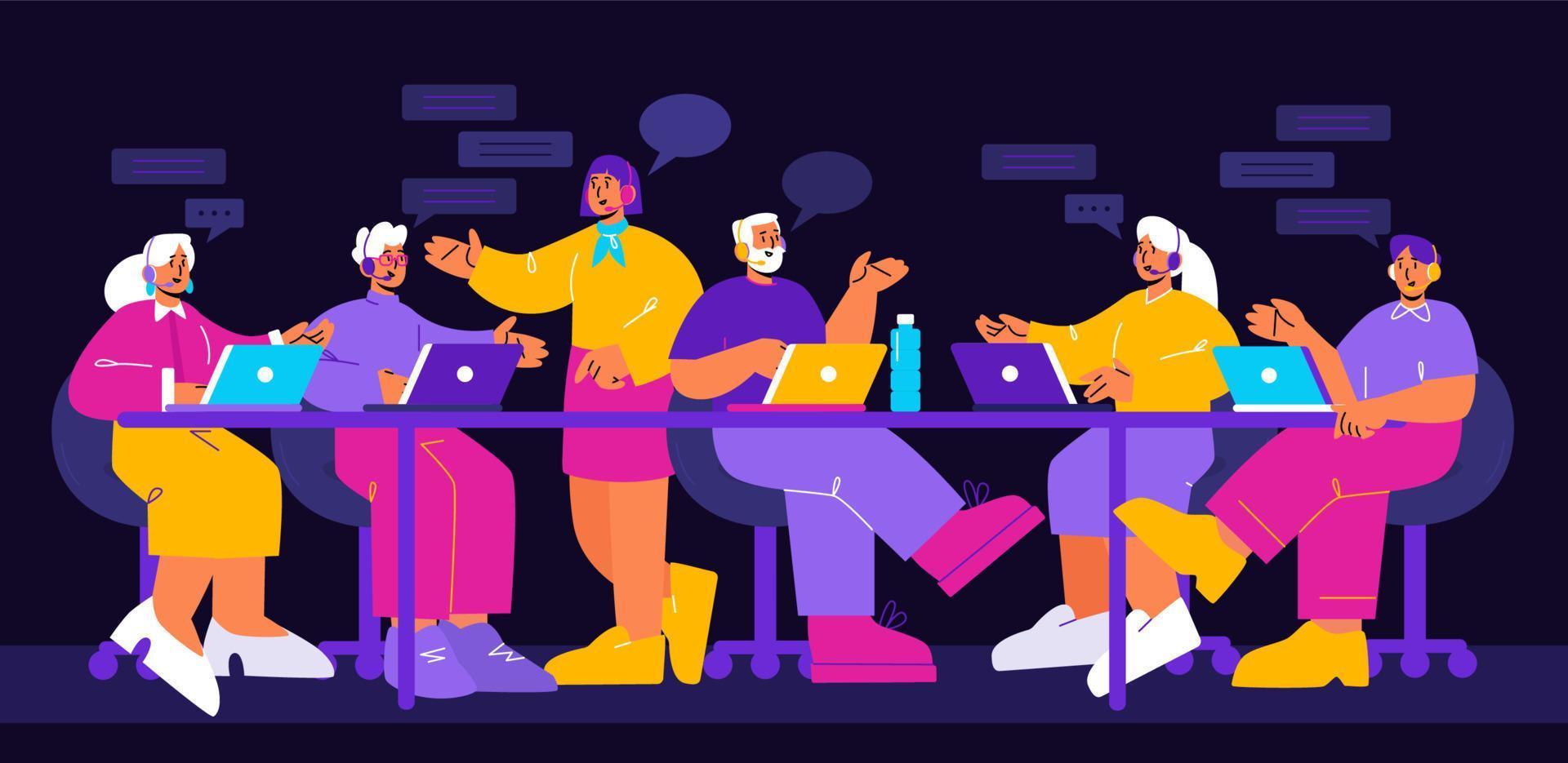 Customer support service, hotline center helpdesk vector