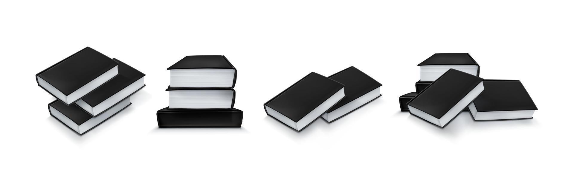 Stack of blank paper book with black cover vector