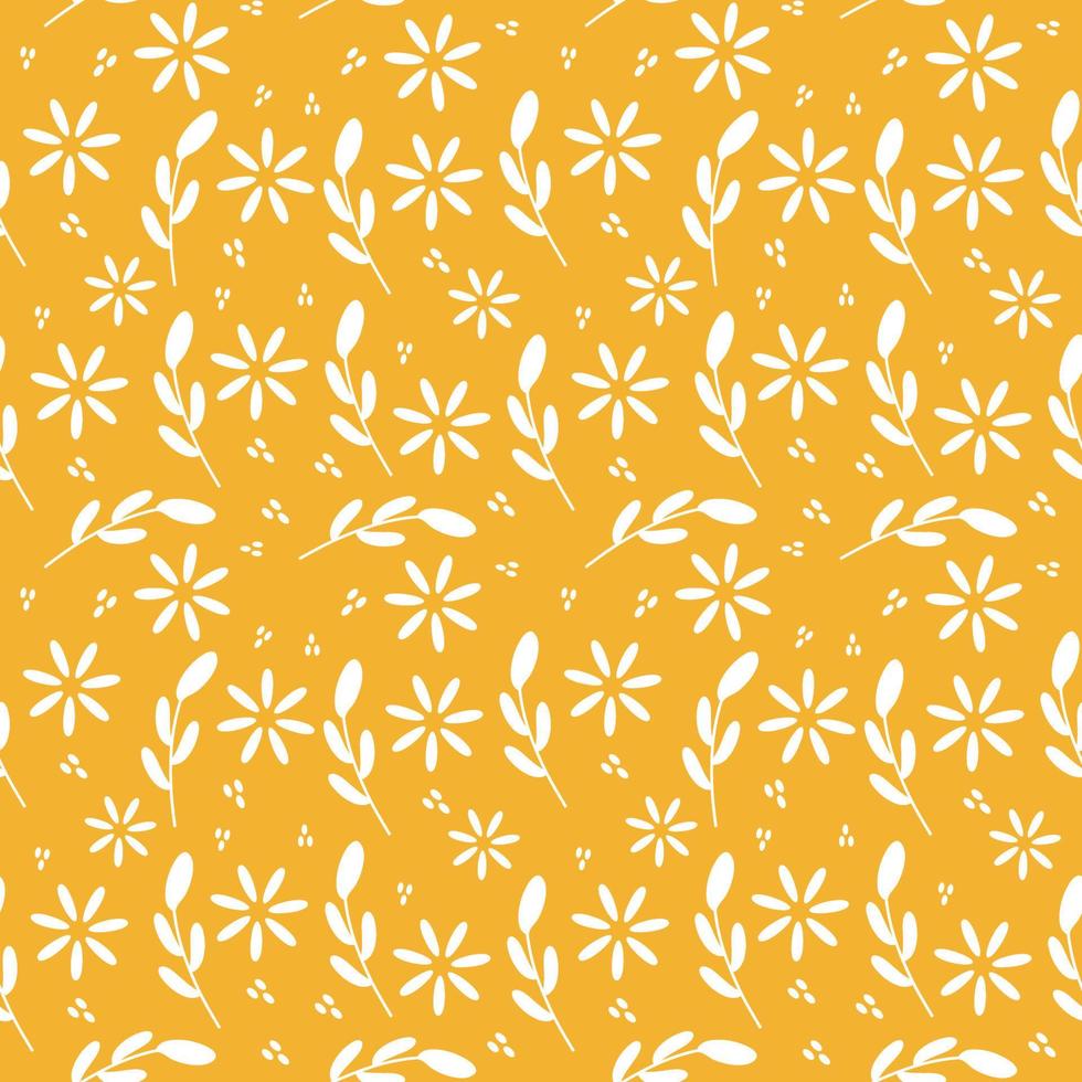 Nature pattern, flower on yellow background. Vector