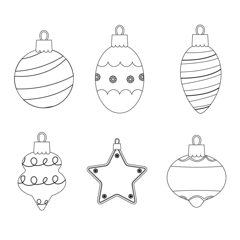Set of Christmas balloons in line style. Vector illustration