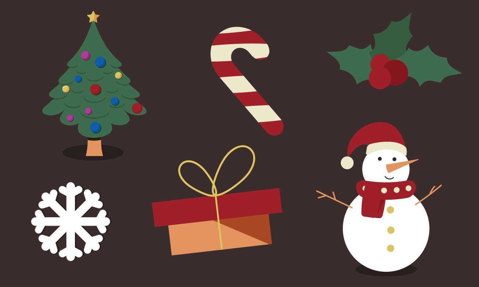 Set Christmas.Winter, New Year's Eve. Snowman, Christmas tree, gift. vector
