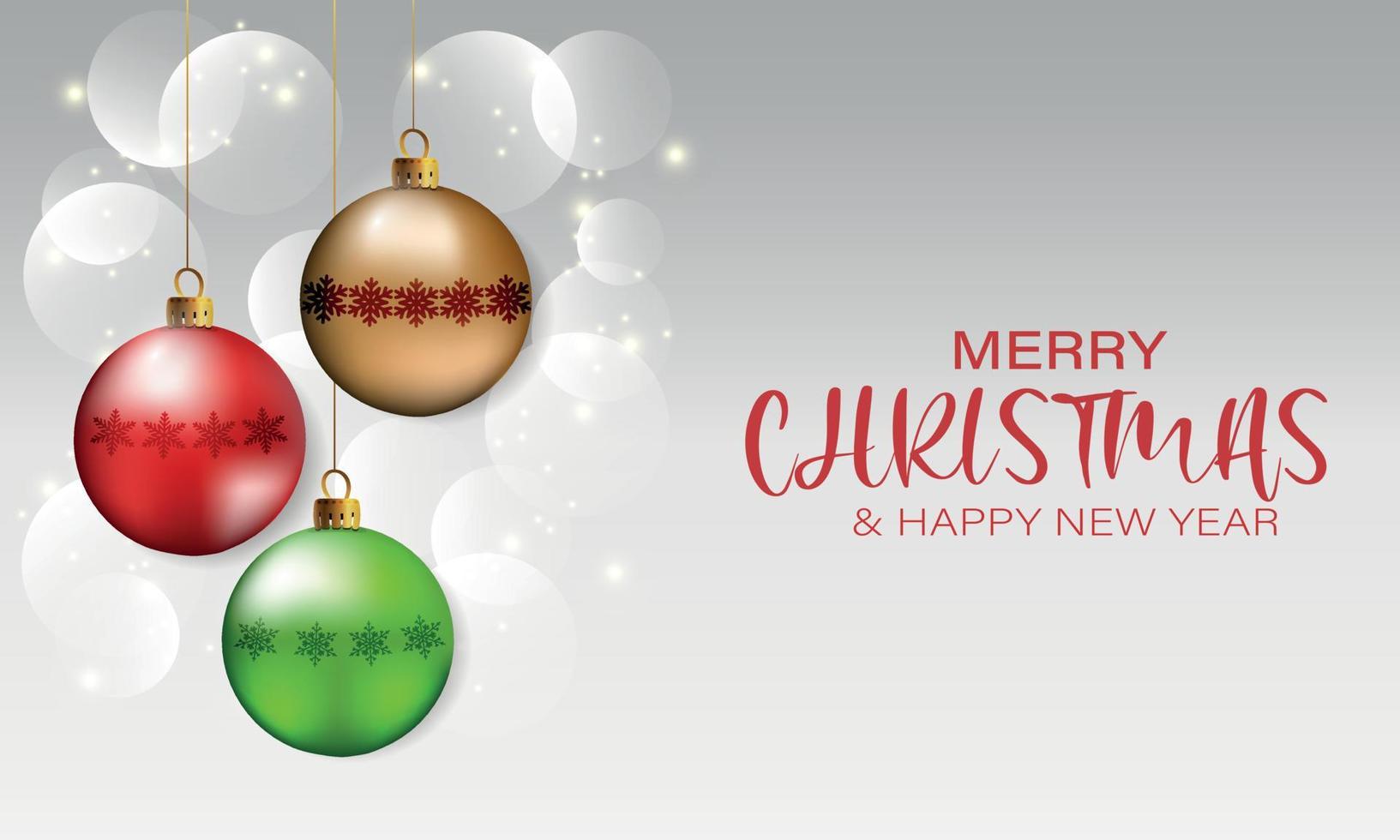 Merry christmas banner with realistic ball decoration vector