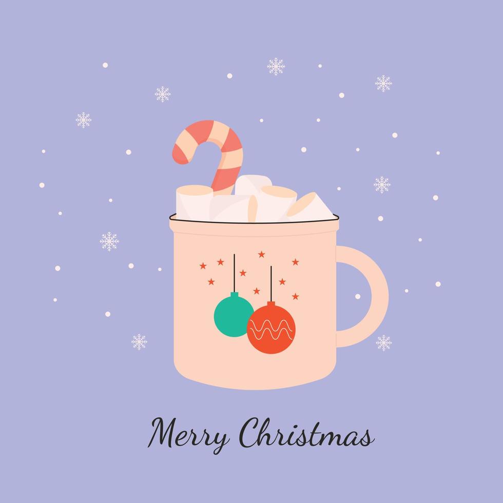 taza de navidad con dulces. Feliz Navidad. ilustración vectorial vector