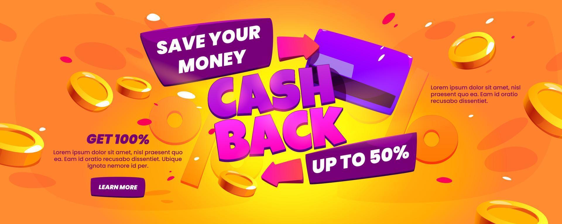 Cash back offer web banner. Refund money concept vector