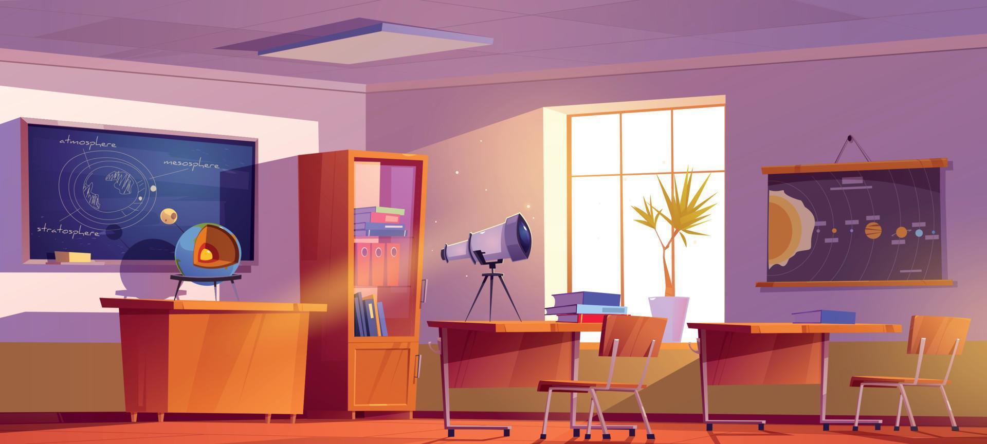 Classroom for astronomy learning in school vector