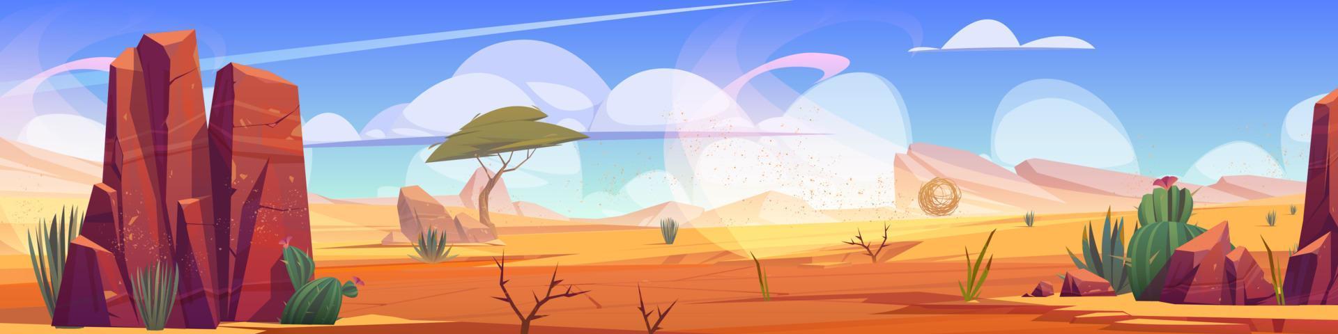 Desert of Africa natural landscape, background vector