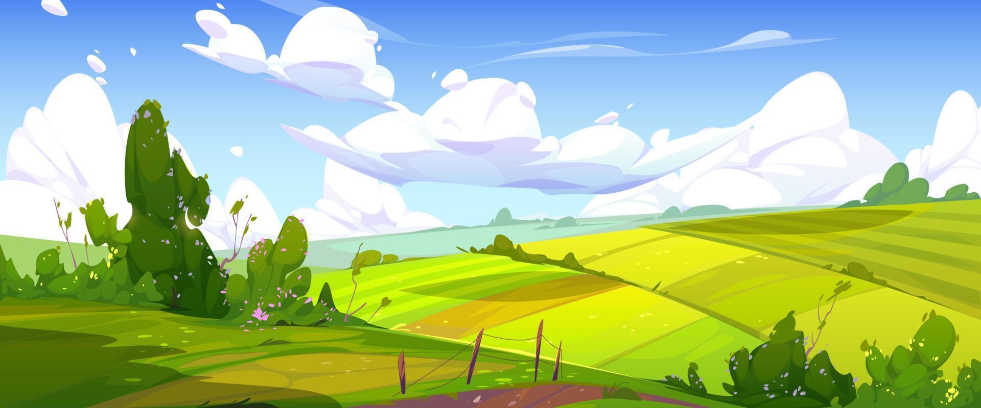 Rural landscape with green agriculture fields vector