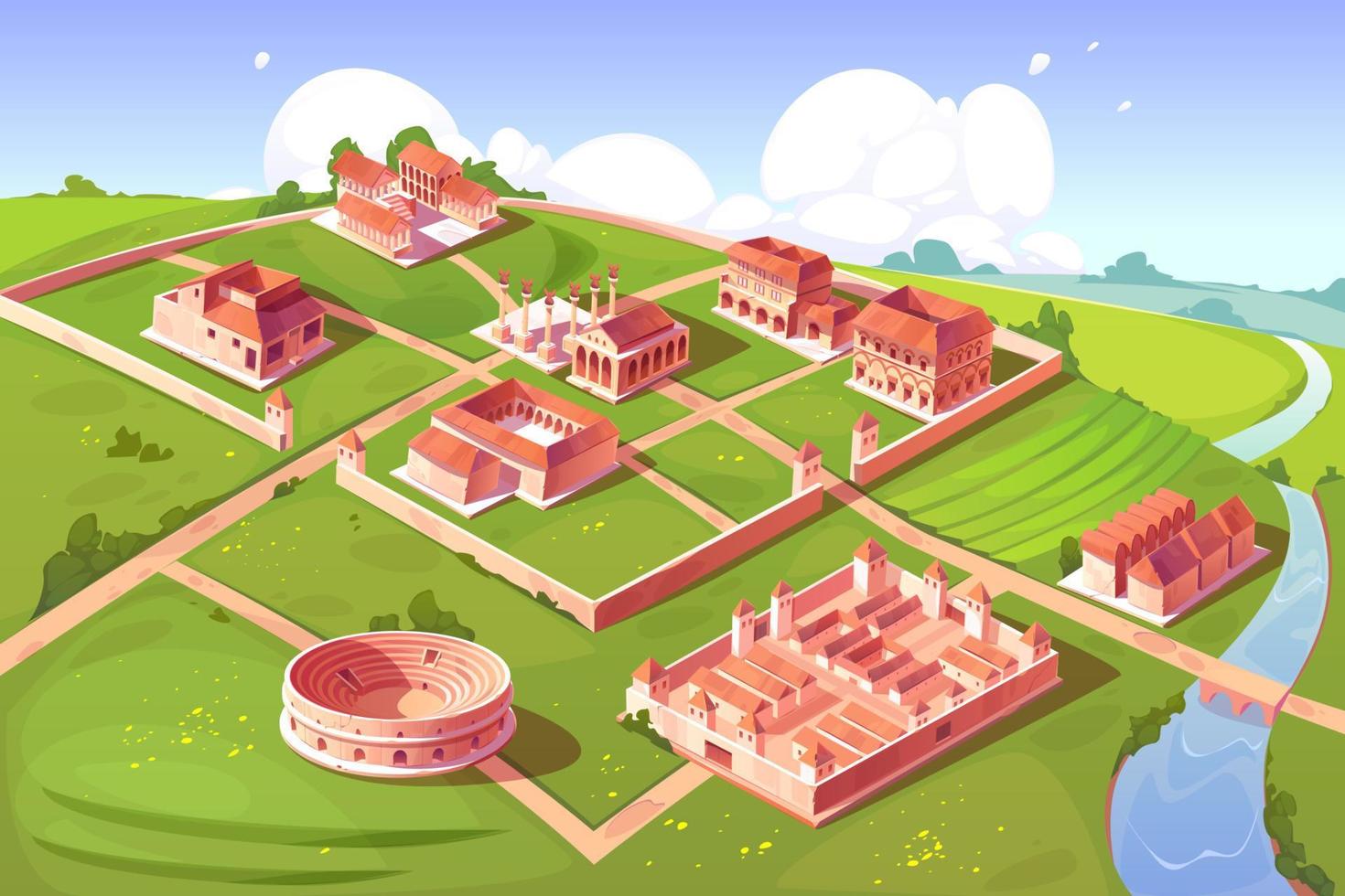 Rome isometric landscape with antique building vector