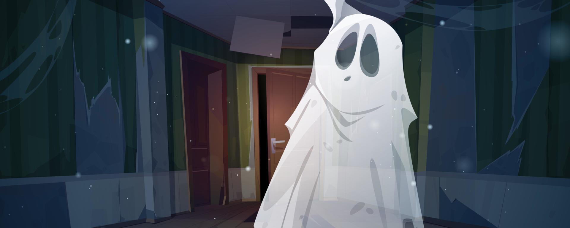 Old haunted house hallway at night vector