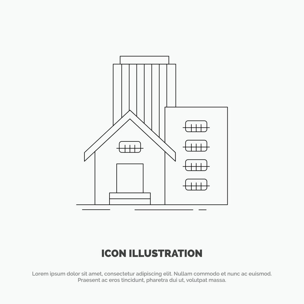 Building Estate Real Apartment Office Line Icon Vector