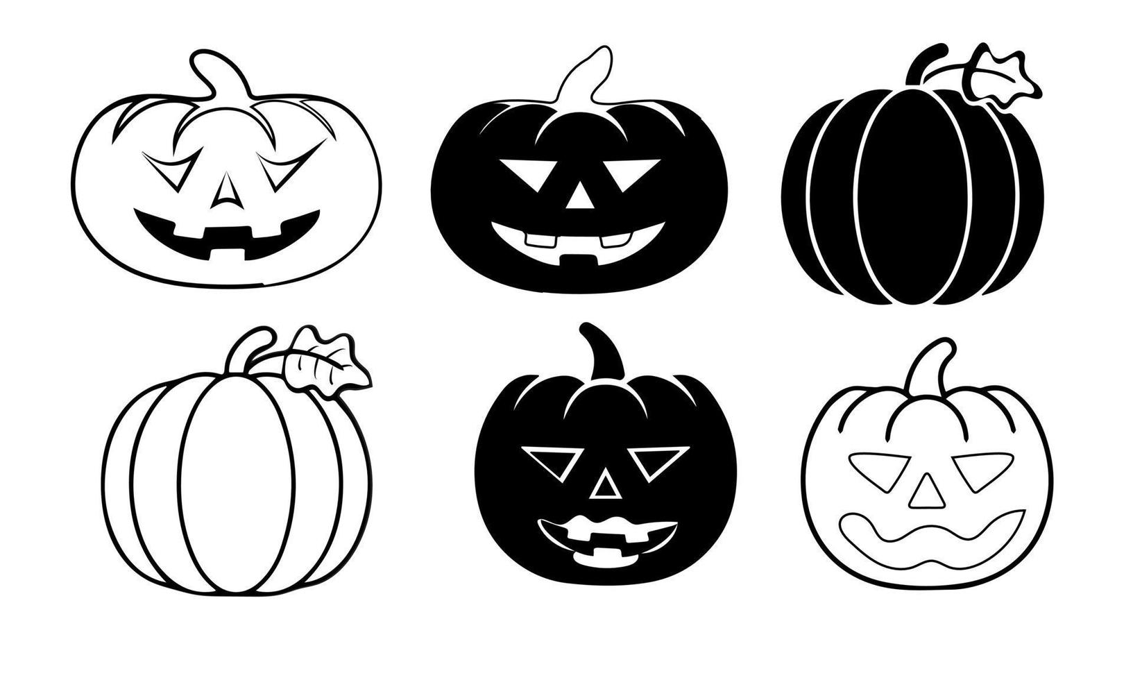 Pumpkins flat vector icon isolated on white. Hand drawn simple doodle clipart in a trendy style