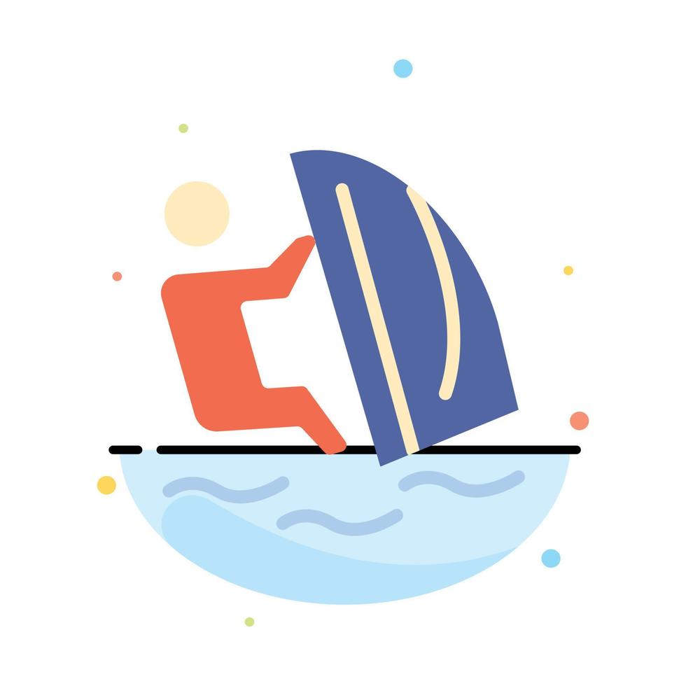 Surfer Surfing Water Wind Sport Abstract Flat Color Icon Template vector