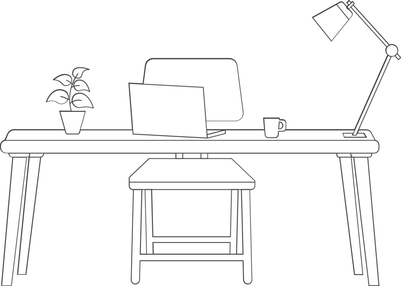 coworking space, concept illustration. Young people, freelancer men and women working on laptop and computer at home. vector