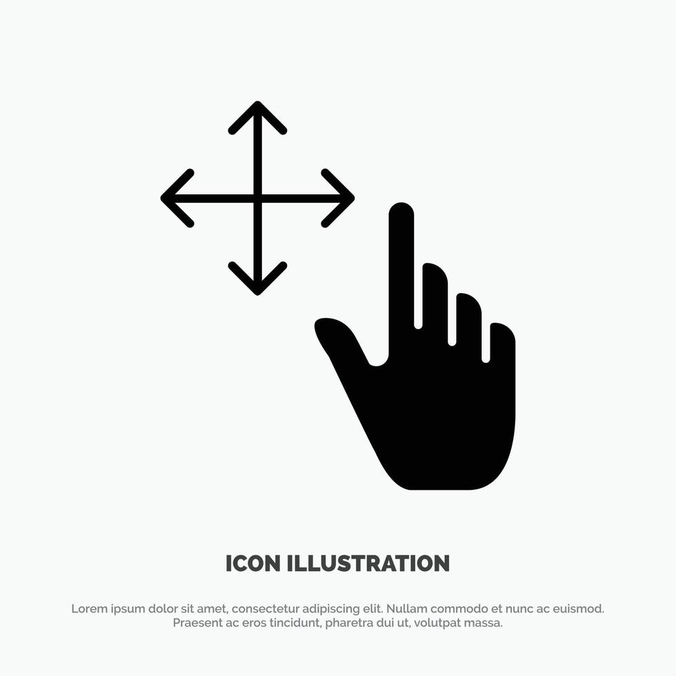 Finger Gesture Hold solid Glyph Icon vector