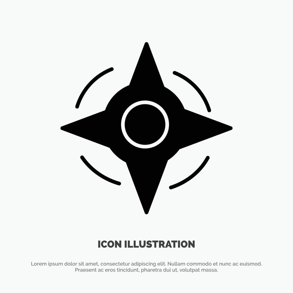 Compass Navigation Way solid Glyph Icon vector