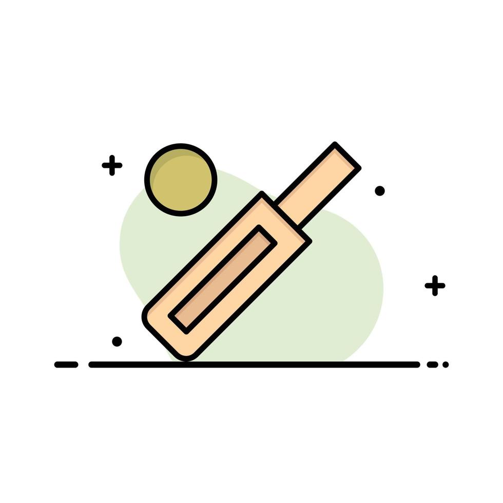 plantilla de banner de vector de icono lleno de línea plana de negocio de deporte de cricket de bate de pelota de australia