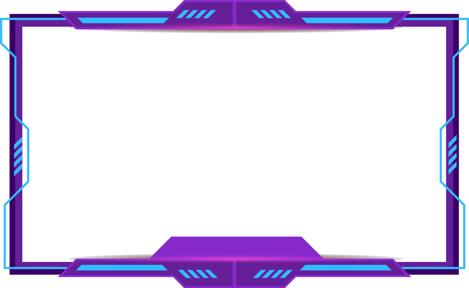 Online game streaming overlay PNG for live gamers. Modern offline gaming frame design with colorful buttons. Purple and cyan color live stream screen overlay. Futuristic gaming screen panel PNG.