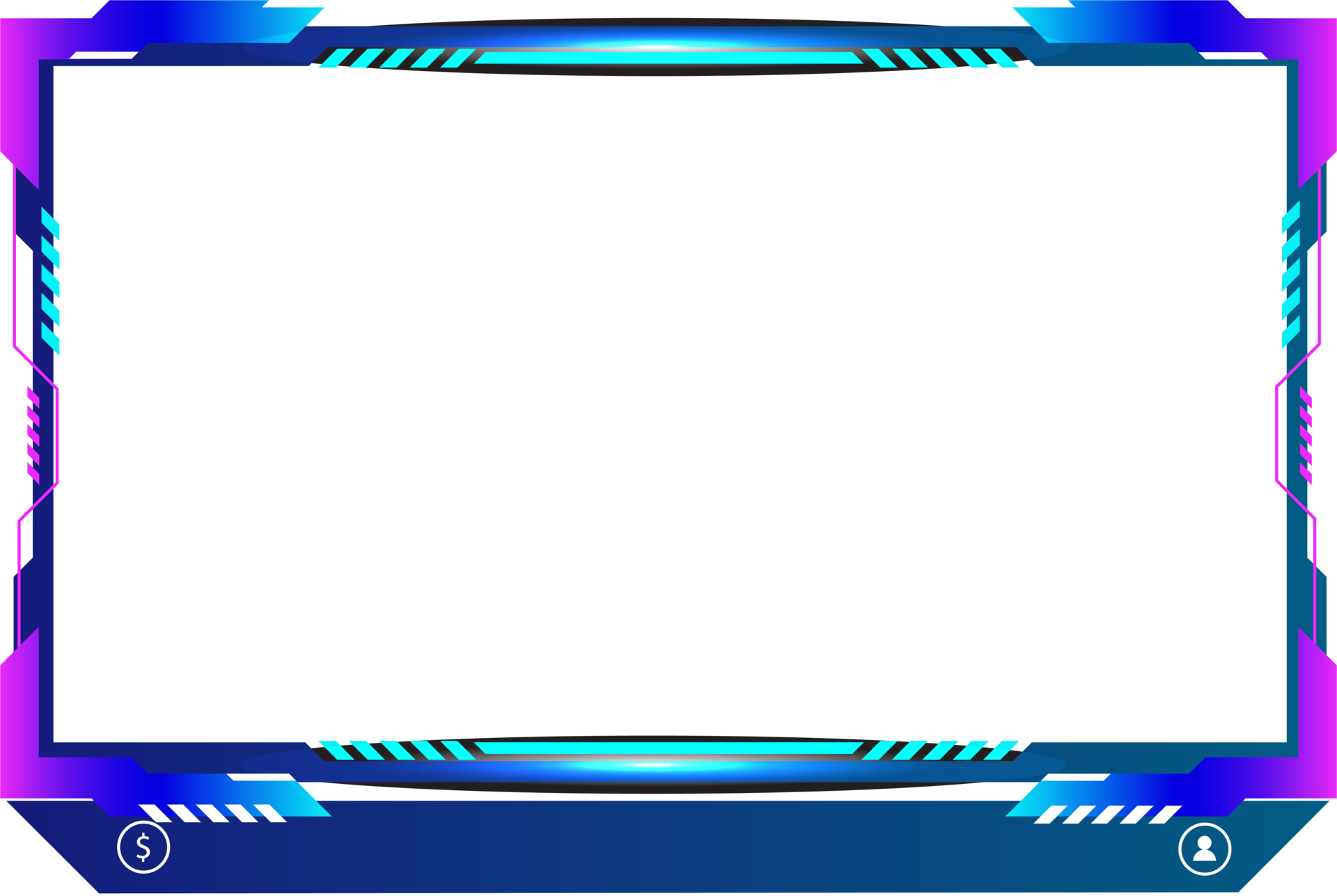 Girly screen overlay PNG with pink and dark colors. Gaming screen panel