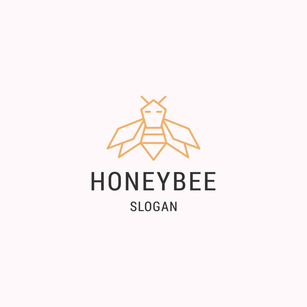 Honey bee logo icon flat design template vector