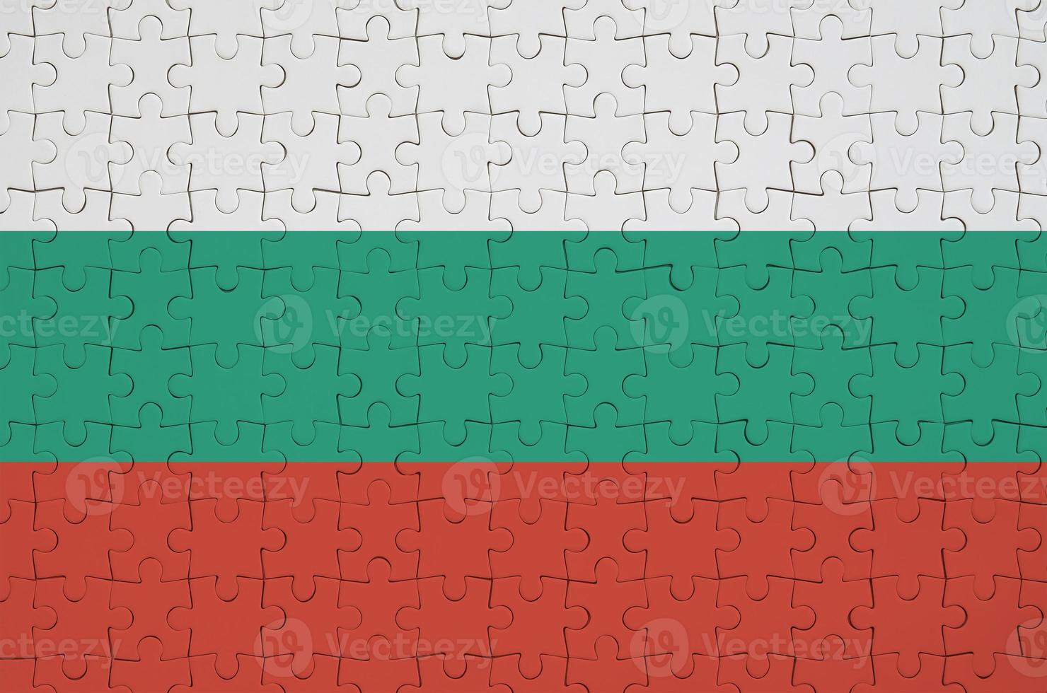 Bulgaria flag  is depicted on a folded puzzle photo