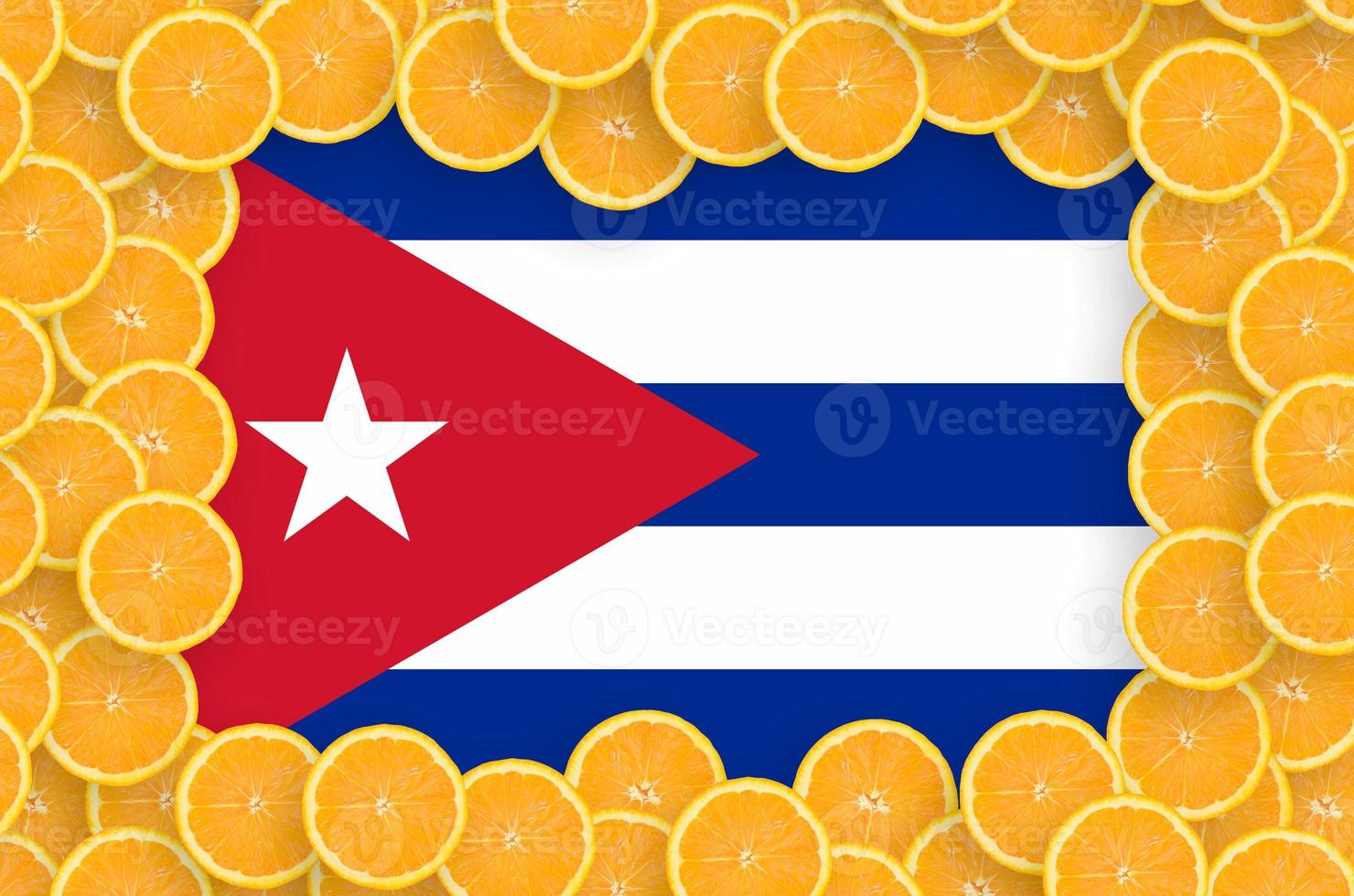 Cuba flag  in fresh citrus fruit slices frame photo
