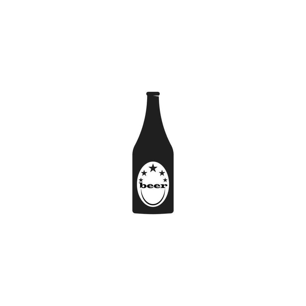 logotipo de botella y vaso de cerveza vector