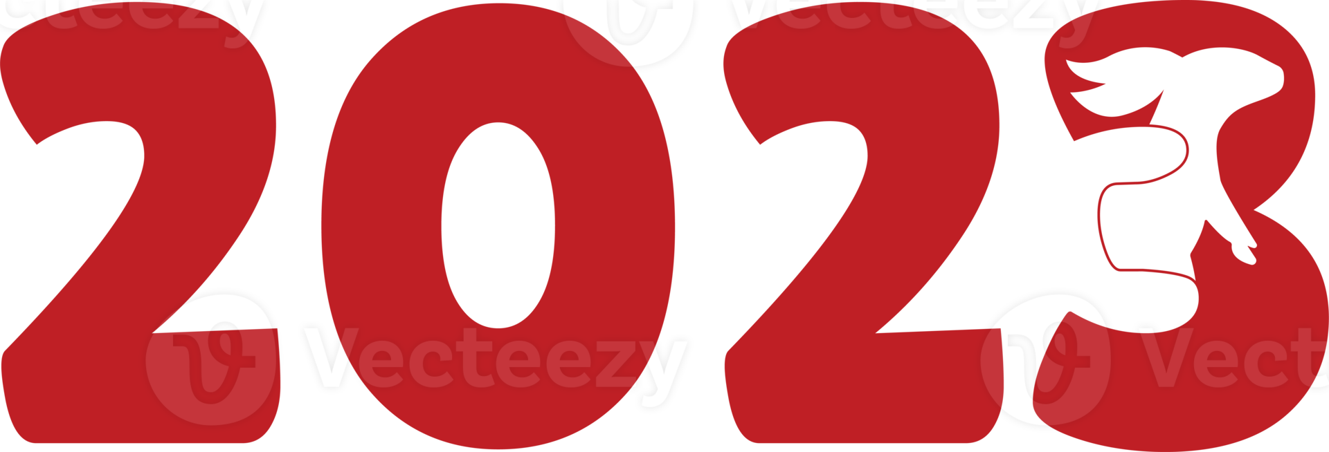 2023 New Year Number with Bunny's White Silhouette png