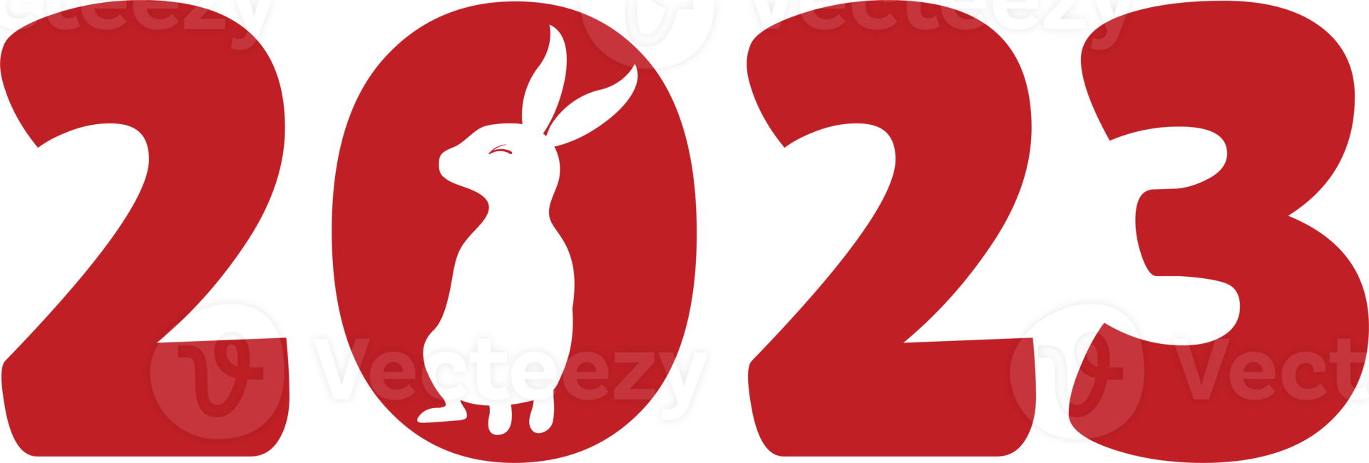 2023 New Year Numeric with Bunny's White Silhouette png