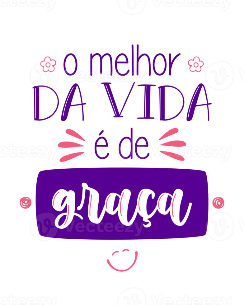 Colorful life quote lettering in Brazilian Portuguese. Translation - The best of life is free. png