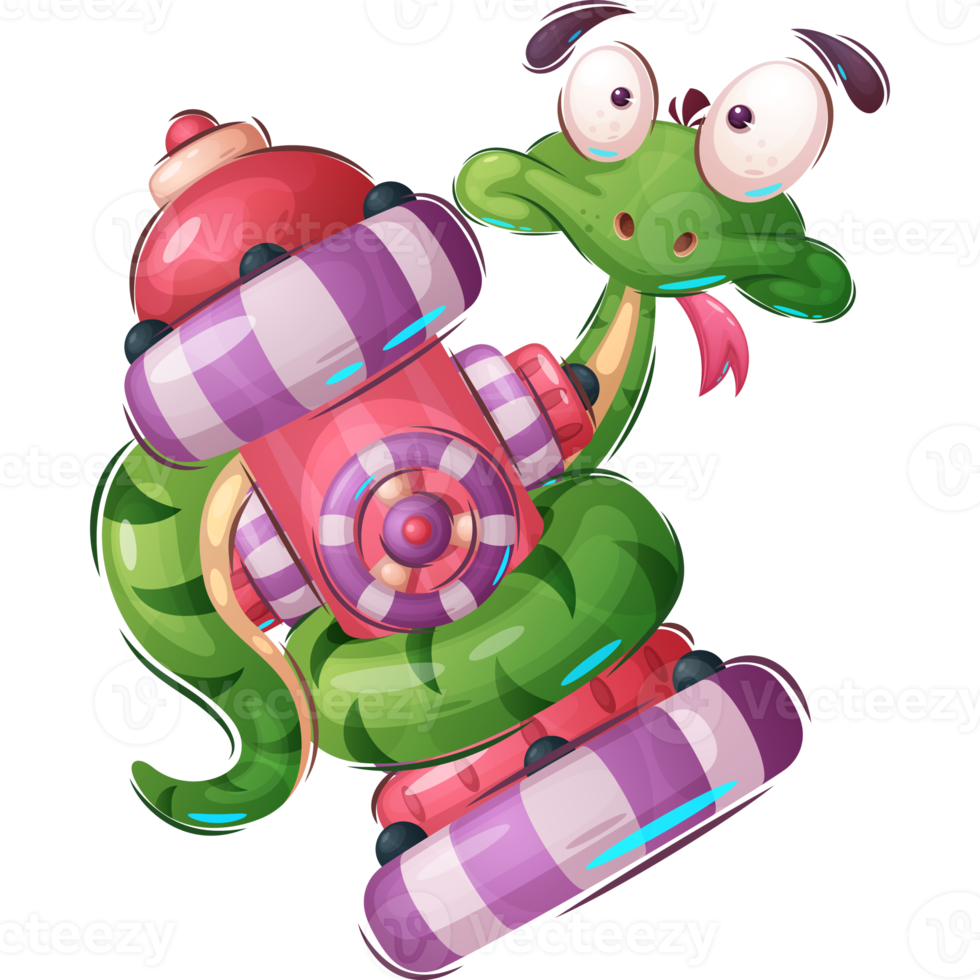 Crazy Snake And Fire Hydrant Animal Cartoon Character png