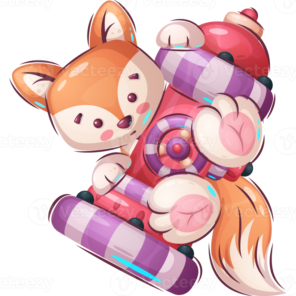 Cute Fox And Fire Hydrant Animal Cartoon Character png