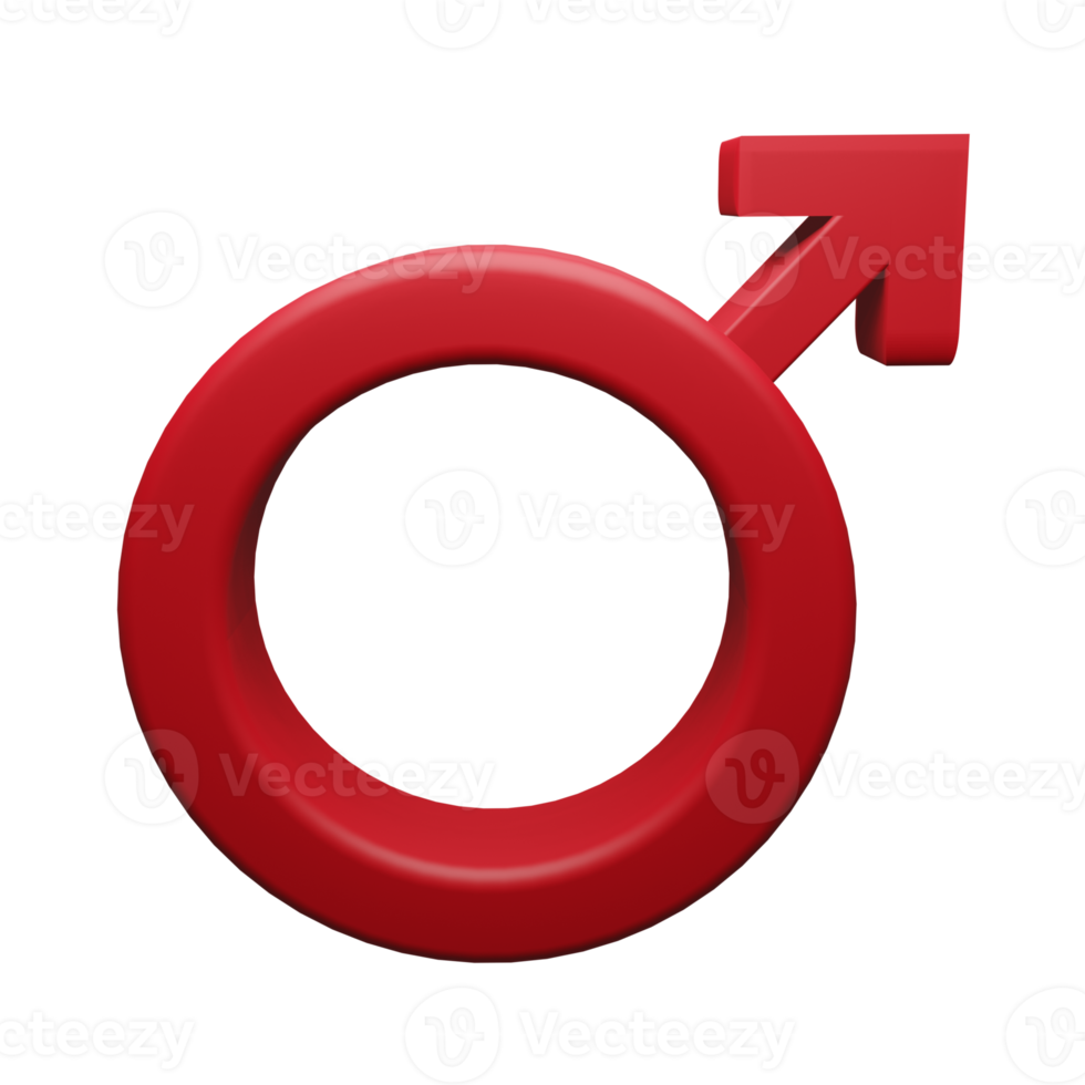 Male 3d icon is red, suitable for additional elements in poster designs, templates, medical and health banners png