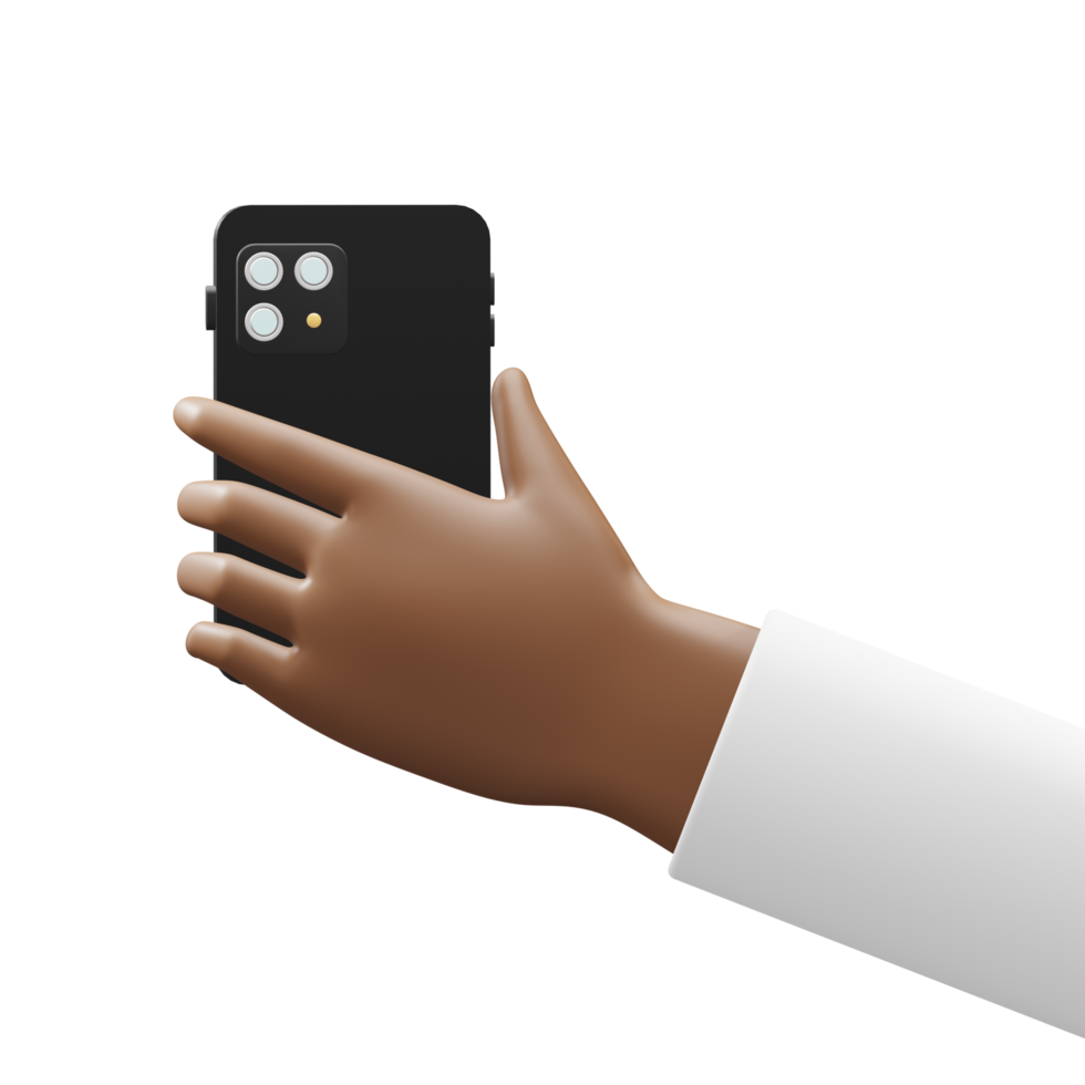 Hand Holding Mobile Phone 3D African Hand Back View png