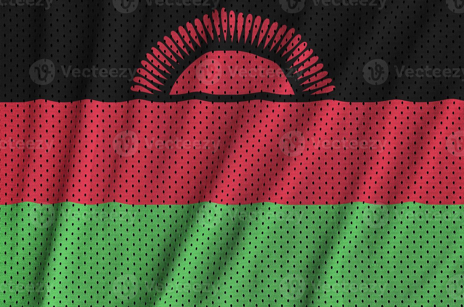 Malawi flag printed on a polyester nylon sportswear mesh fabric photo