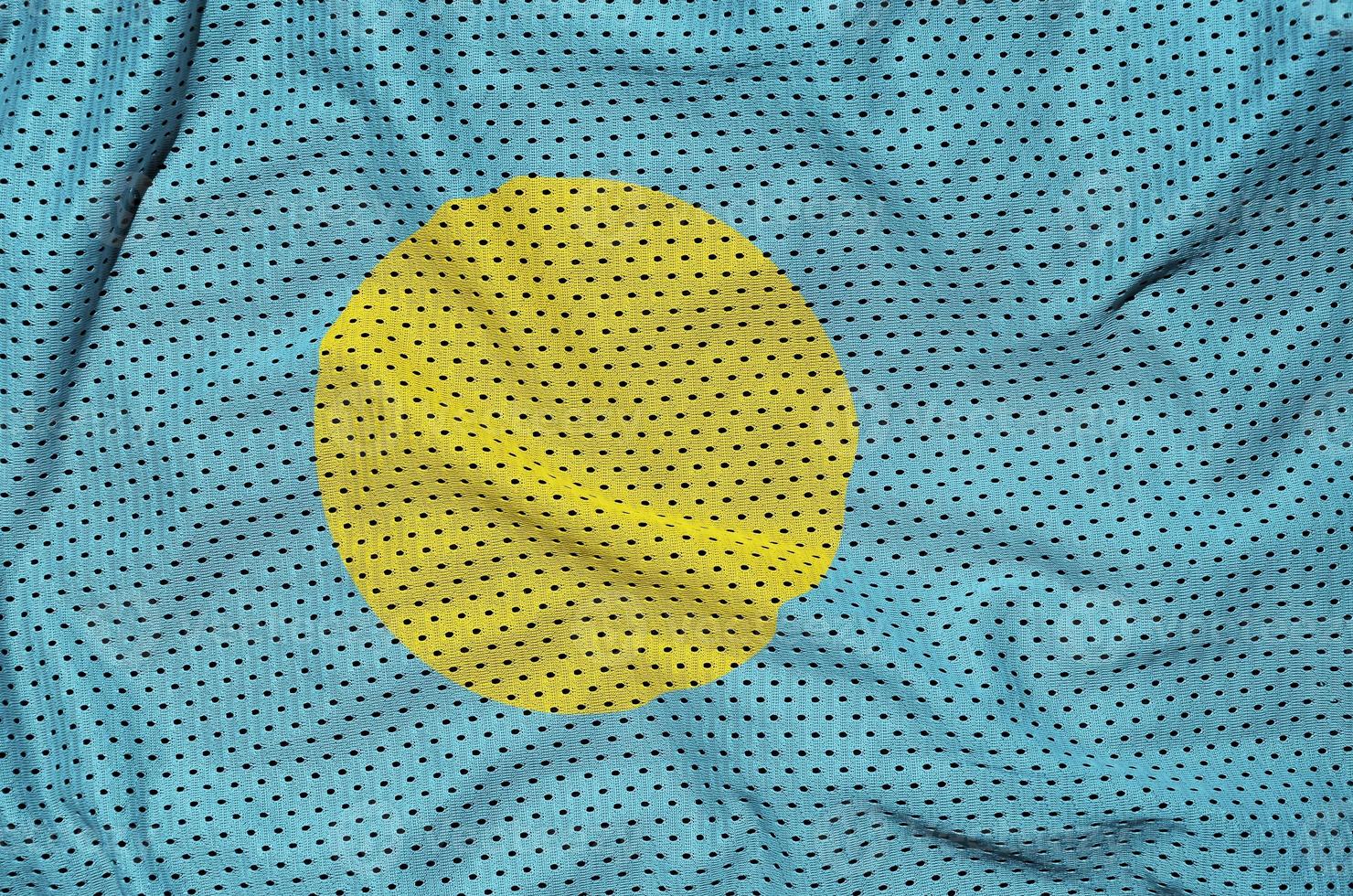 Palau flag printed on a polyester nylon sportswear mesh fabric w photo