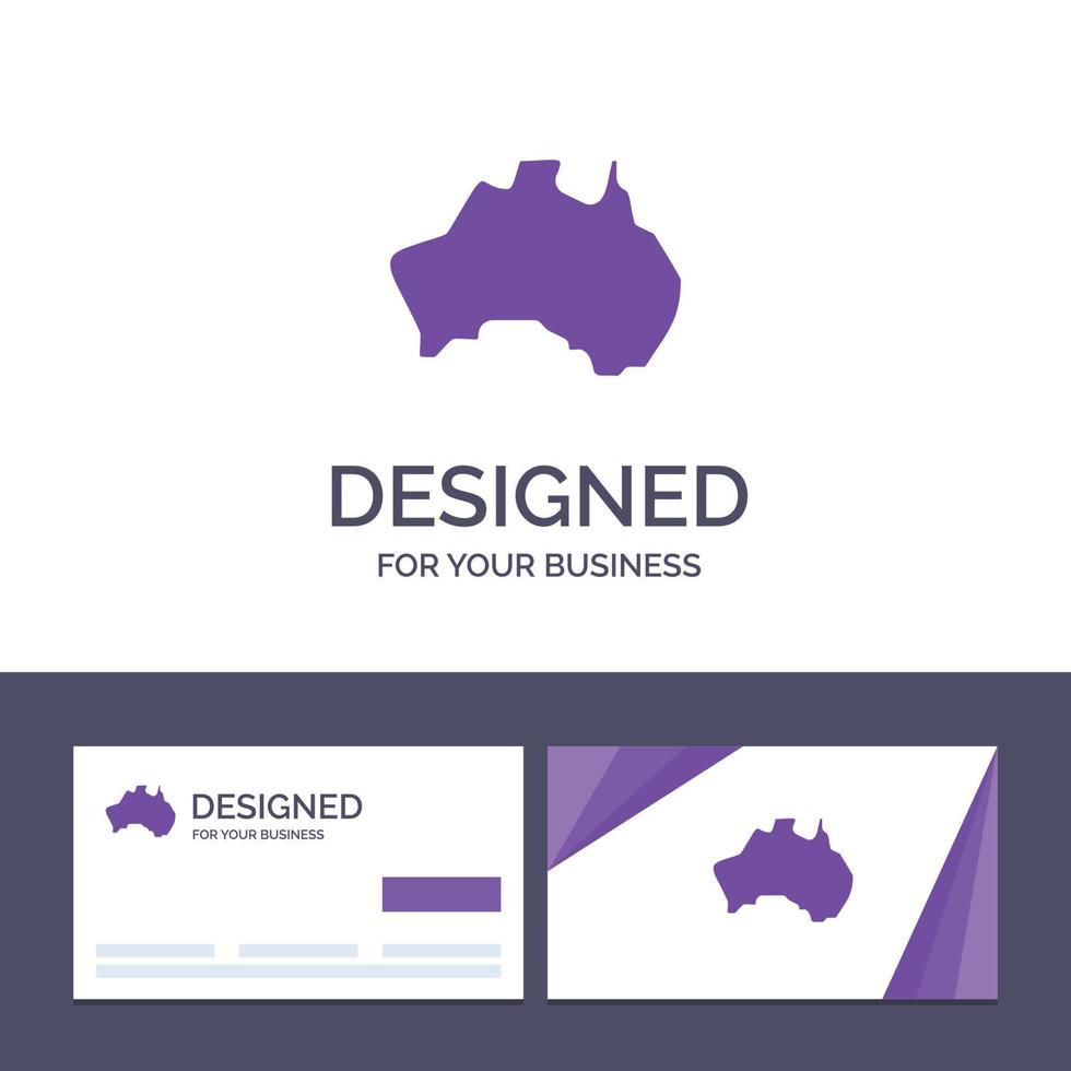 tarjeta de visita creativa y plantilla de logotipo ilustración de vector de viaje de mapa de ubicación de país australiano