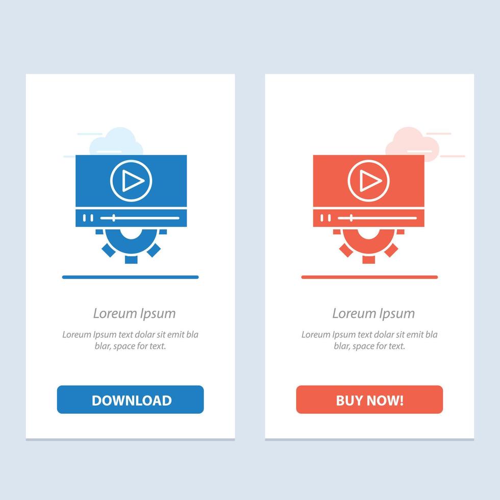 Video Play Setting Design  Blue and Red Download and Buy Now web Widget Card Template vector