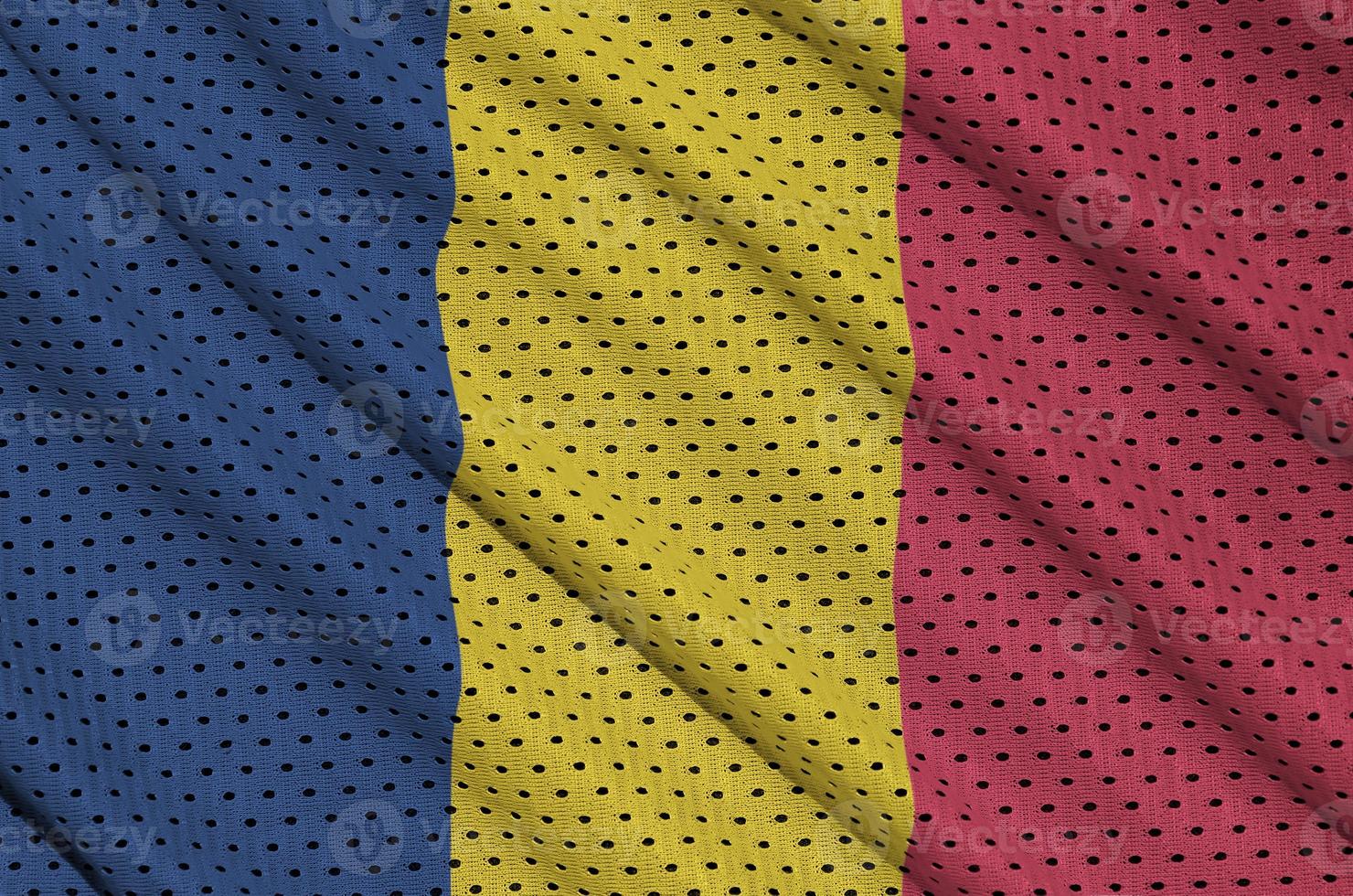 Chad flag printed on a polyester nylon sportswear mesh fabric wi photo