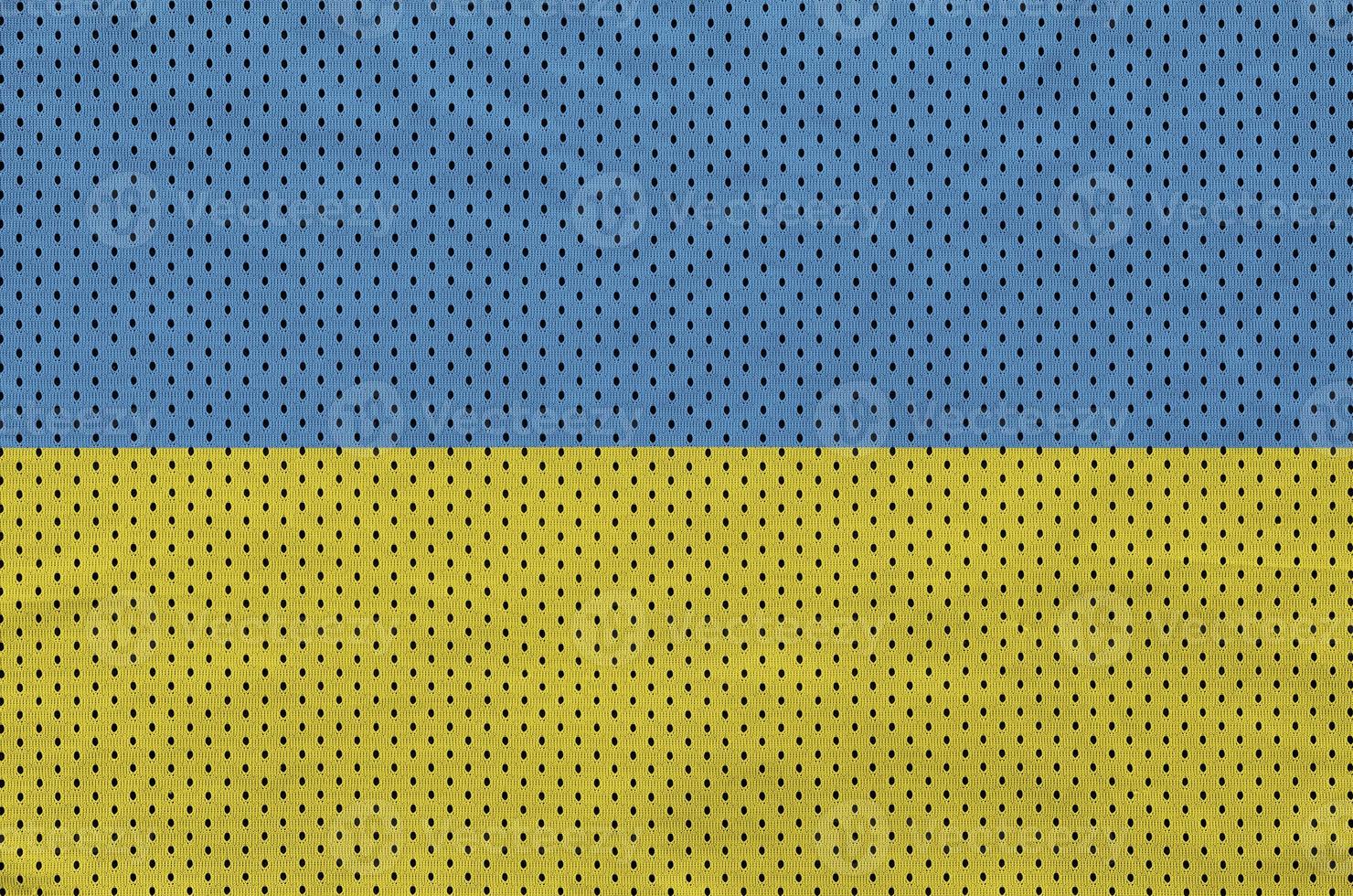 Ukraine flag printed on a polyester nylon sportswear mesh fabric photo