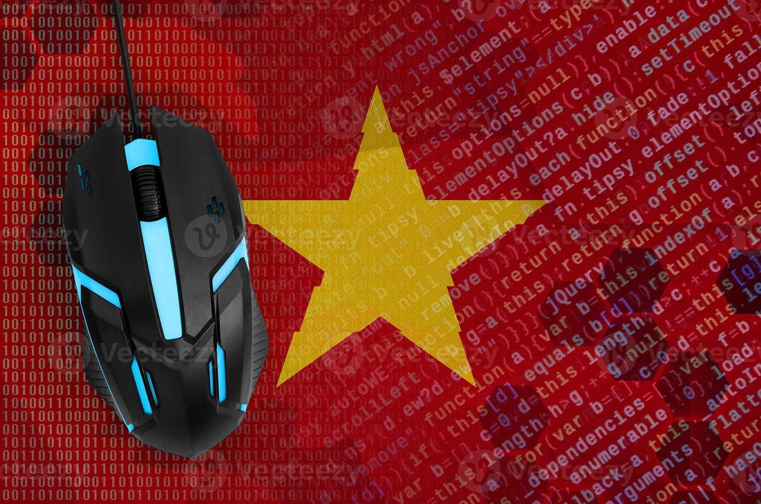 Vietnam flag  and computer mouse. Digital threat, illegal actions on the Internet photo