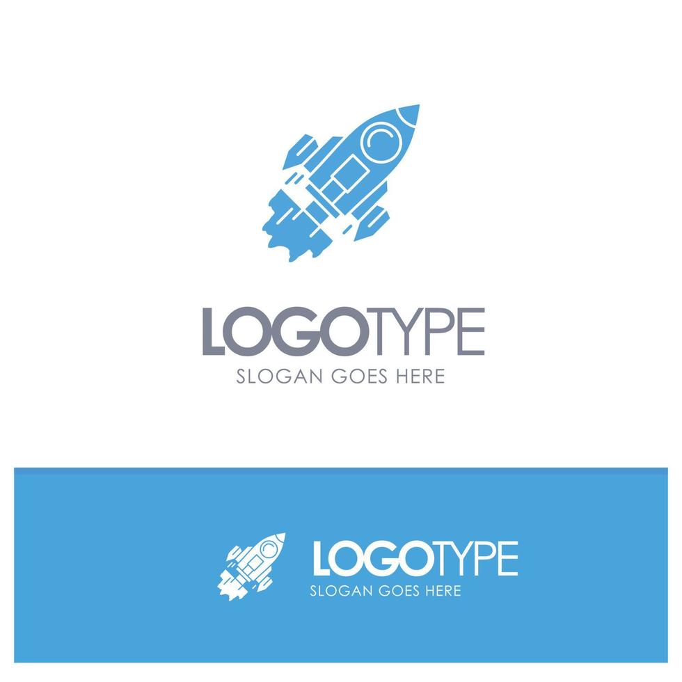 lanzamiento de objetivo comercial de inicio misión nave espacial logotipo sólido azul con lugar para el eslogan vector