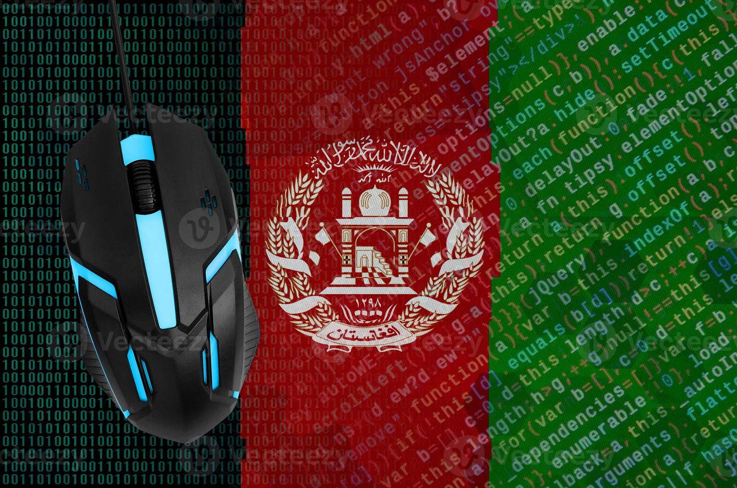 Afghanistan flag and computer mouse. Digital threat, illegal actions on the Internet photo