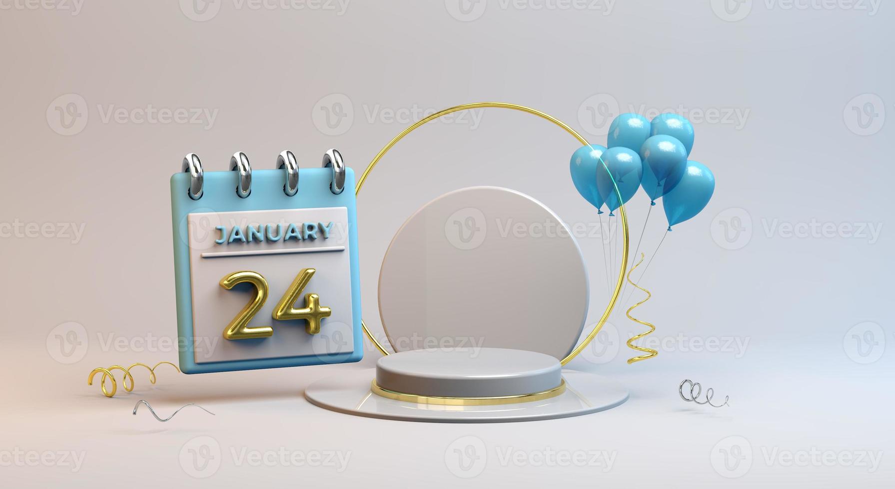 Celebration 24 January with 3D podium background photo