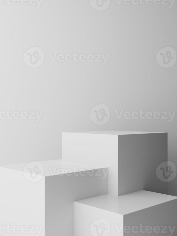 3D Rendering podium and stage wall grey scene with modern box photo