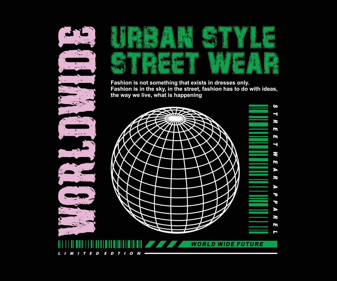 en todo el mundo, tipografía gráfica de eslogan, camiseta de moda, vector de diseño, ropa de calle y estilo urbano, impresión lista