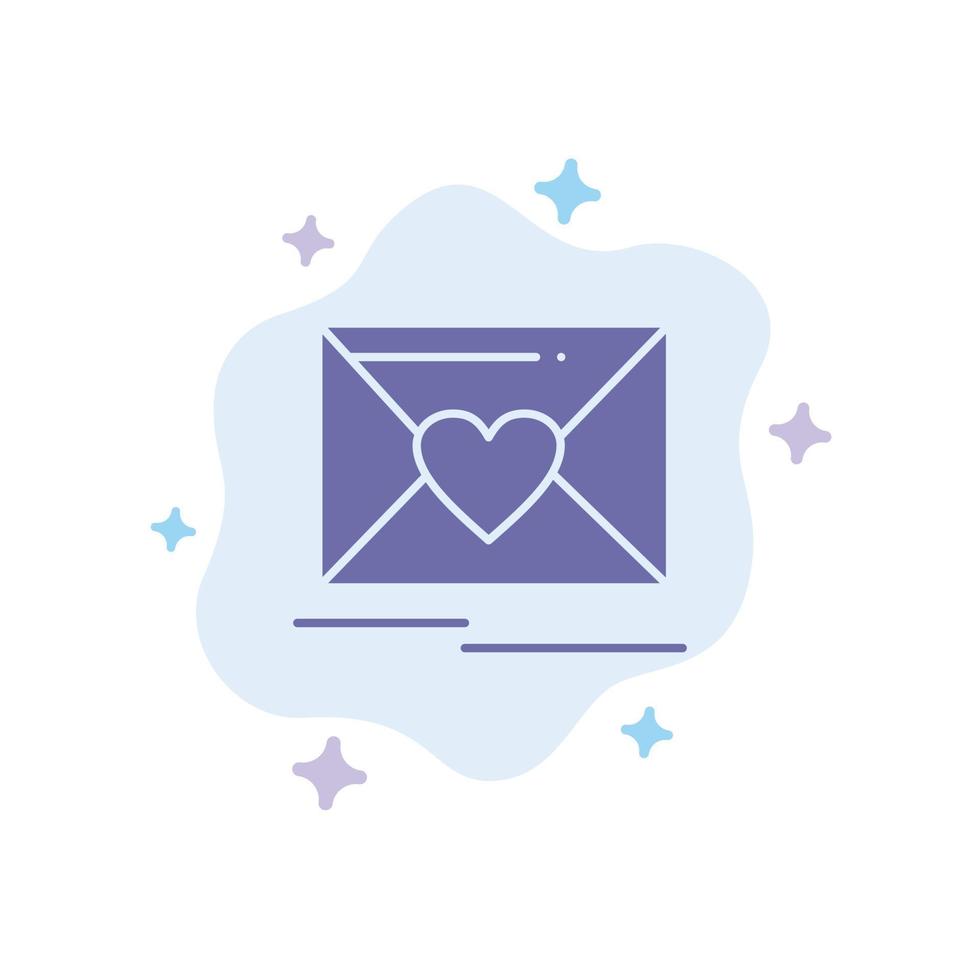 Mail Love Heart Wedding Blue Icon on Abstract Cloud Background vector