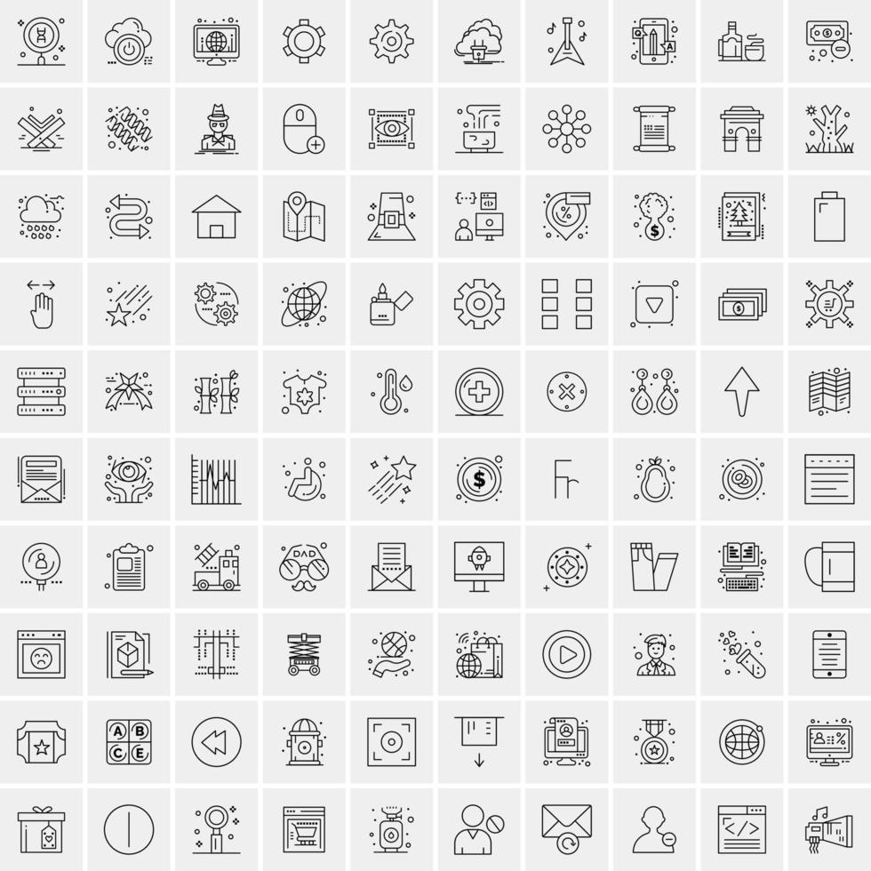 Pack of 100 Universal Line Icons for Mobile and Web vector